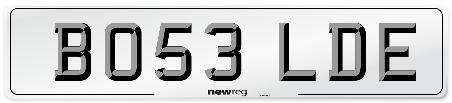BO53 LDE Number Plate from New Reg